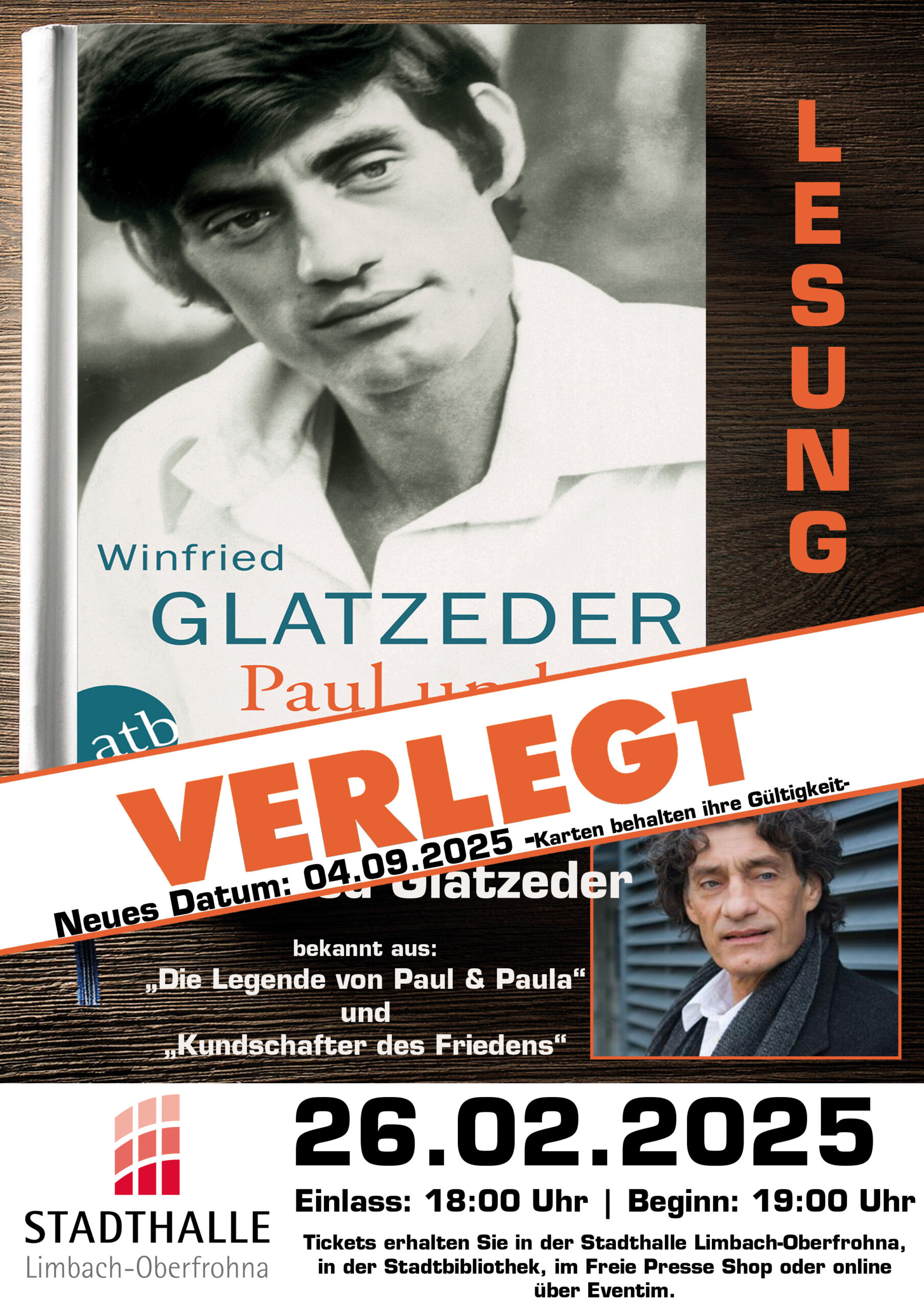 Lesung & Talk mit Winfried Glatzeder: „Paul und ich“